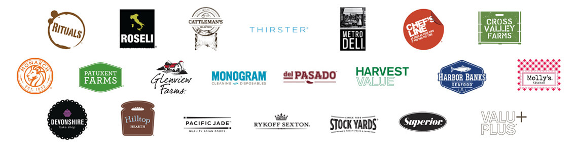 Logos of CHEF'STORE's exclusive brands